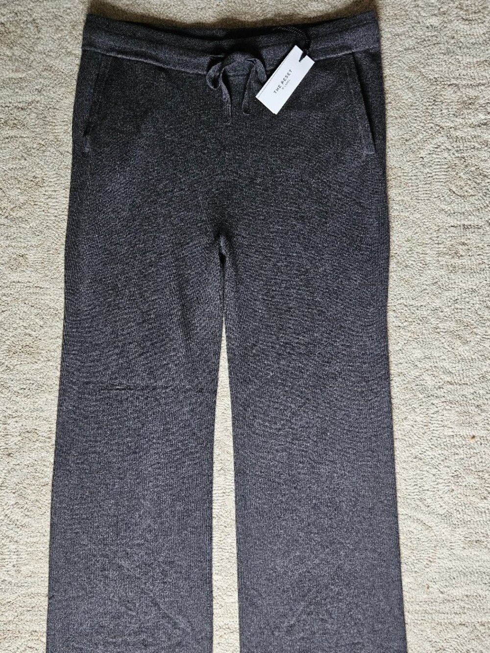 The Reset R Label Wool Cashmere Lounge Pants Large L Charcoal Gray NEW Wide Leg